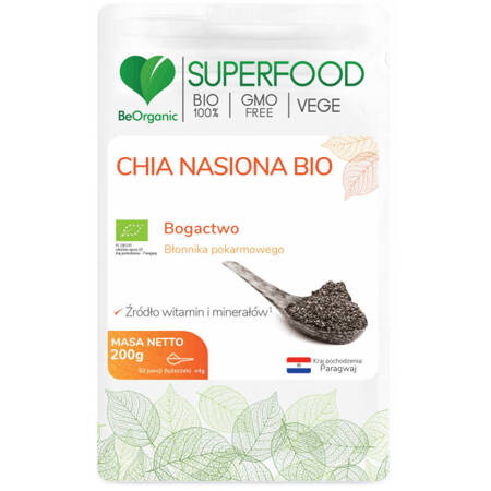 BIO Nasiona CHIA 200g BeOrganic szałwia hiszpańska