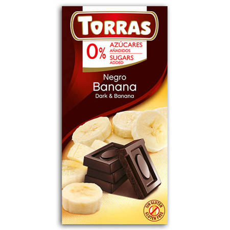 Czekolada Gorzka z Bananami 75g TORRAS bez glutenu i cukru