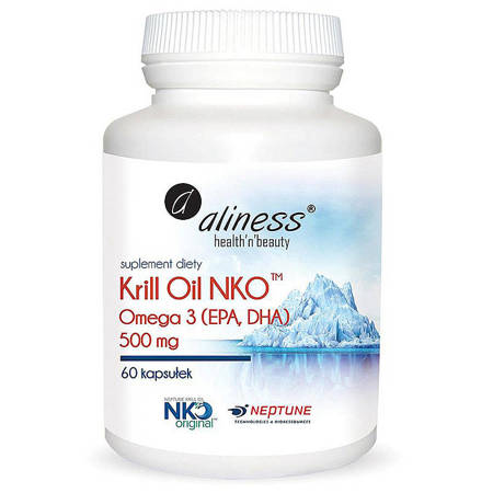 Krill Oil NKO Omega 3 z Astaksantyną 500mg ALINESS 60 kapsułek