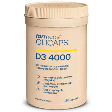 OLICAPS D3 4000 ForMeds 120 kapsułek Witamina D3 cholekalcyferol z lanoliny w Oleju MCT