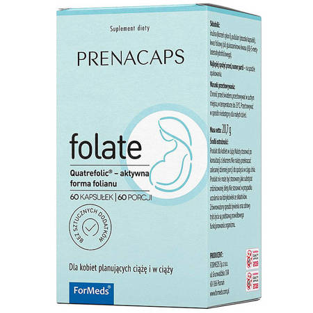 PRENACAPS FOLATE ForMeds 60 porcji Kwas Foliowy B9 Dla Kobiet w Ciąży i Karmiących