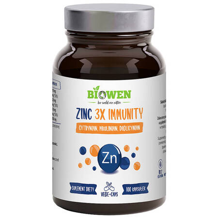 ZINC 3X IMMUNITY cynk BIOWEN 100 kapsułek cytrynian pikolinian diglicynian